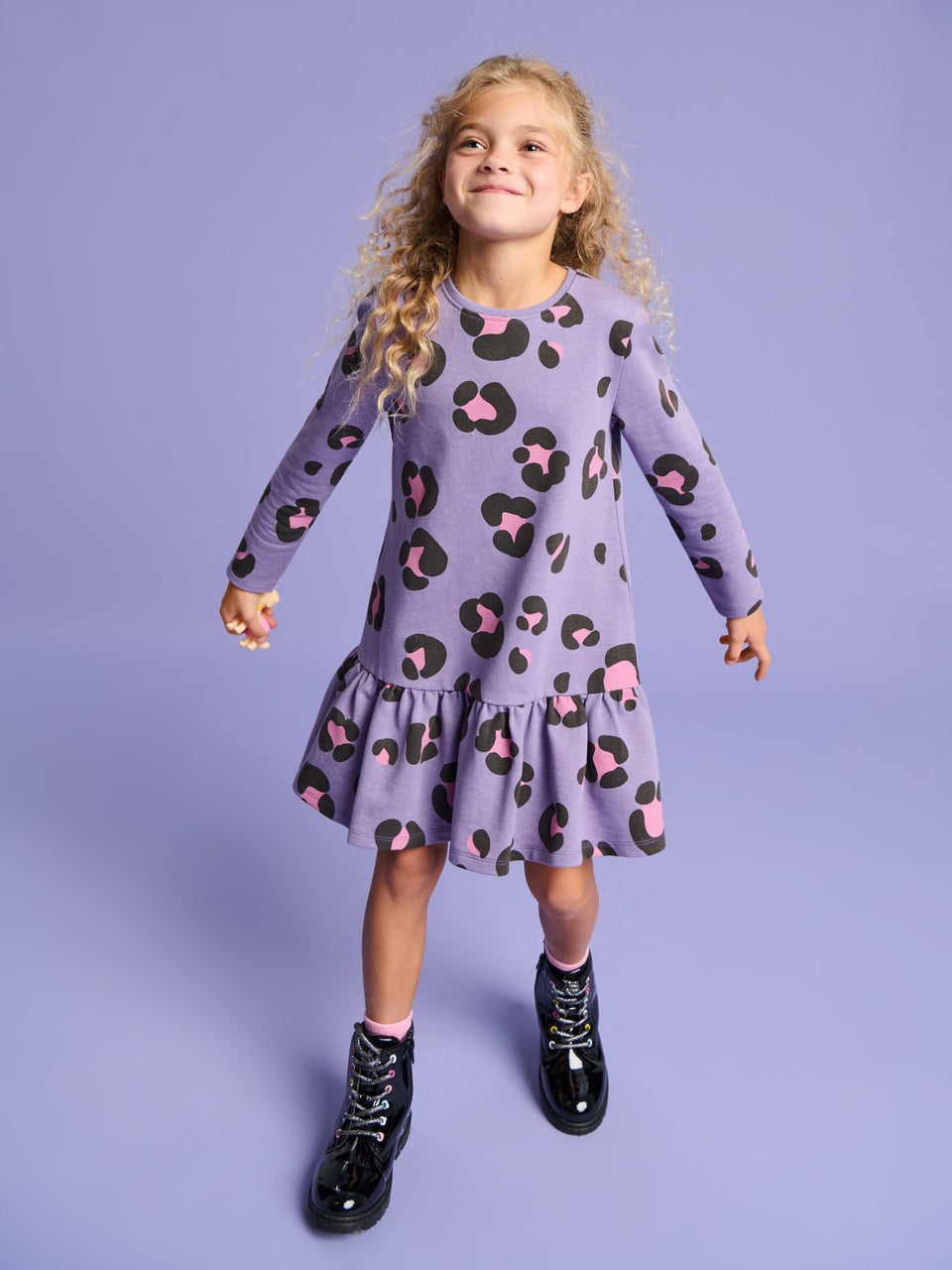 Sinsay Girl's Purple Animal Printed Dress