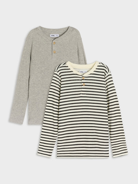Sinsay Boy's Grey/Cream Long sleeve 2 pack Blouse  | Sinsay in Lebanon