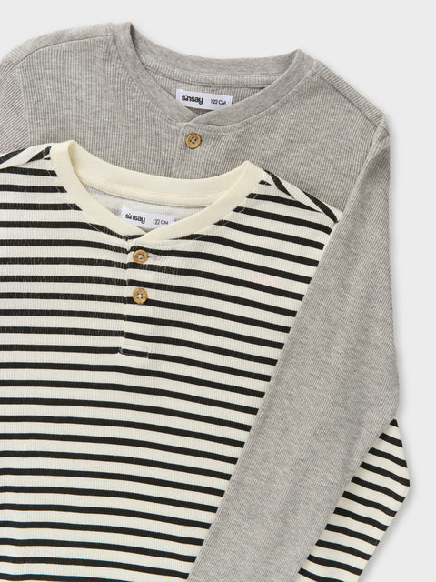 Sinsay Boy's Grey/Cream Long sleeve 2 pack Blouse  | Sinsay in Lebanon
