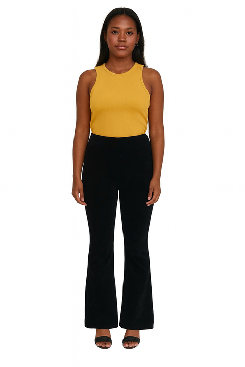 Forever 21 Women's Black Velvet High Rise Boot Cut Pant |Forever 21 In Lebanon