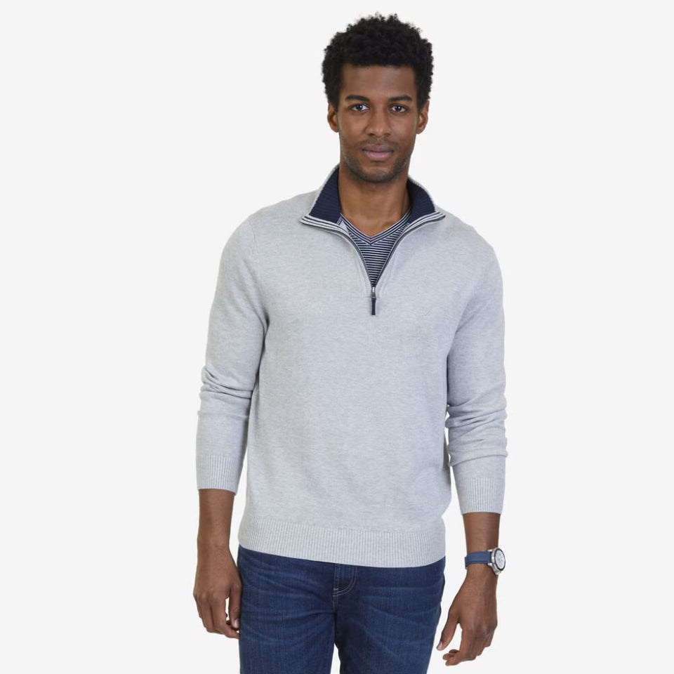 Nautica Men's Light Blue Quarter-Zip Pullover Sweater