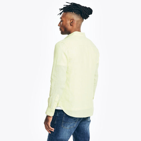 Nautica Men's Light Yellow Short Sleeve Linen Shirt |Nautica In Lebanon