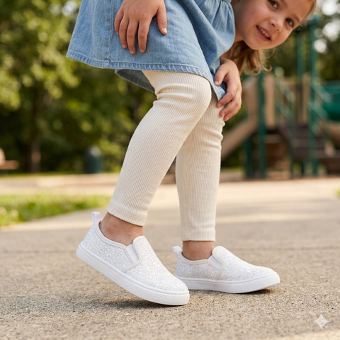 Cat & Jack Girl's White Sparkle Slip On Sneakers | Cat & Jack In Lebanon