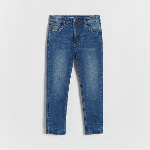 Blue jeans on a white background