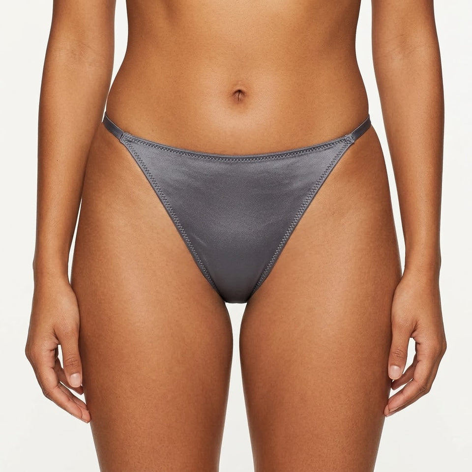 B.tempt'd Women's Gray Silk-Touch High-Cut Brief