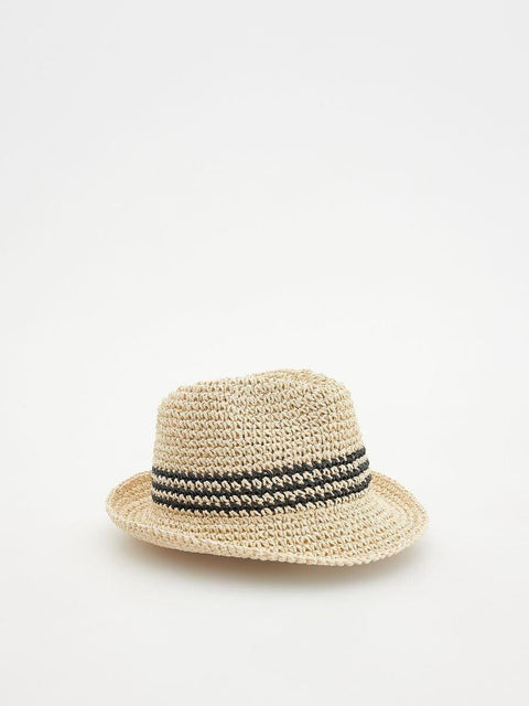 Reserved Boy's Beige & Black Straw Bucket Hat | Reserved In Lebanon