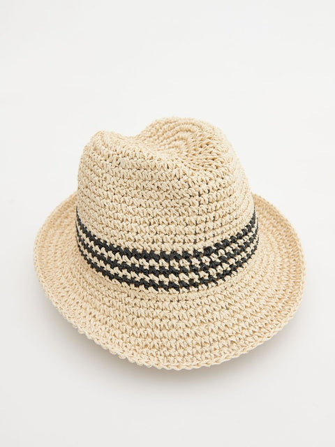 Reserved Boy's Beige & Black Straw Bucket Hat | Reserved In Lebanon
