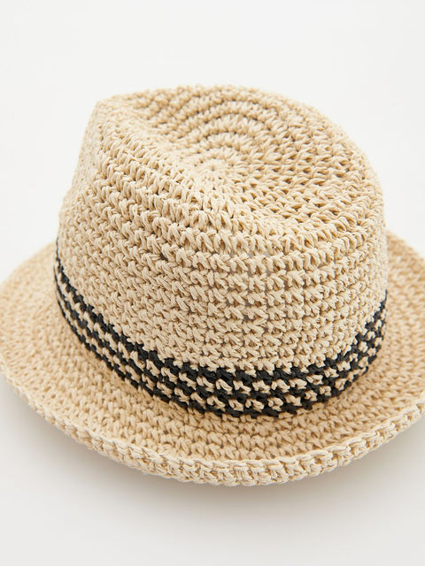 Reserved Boy's Beige & Black Straw Bucket Hat | Reserved In Lebanon