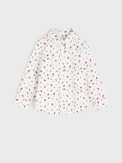Sinsay Baby Boy's White Christmas Printed Long Sleeve Shirt |Sinsay In Lebanon