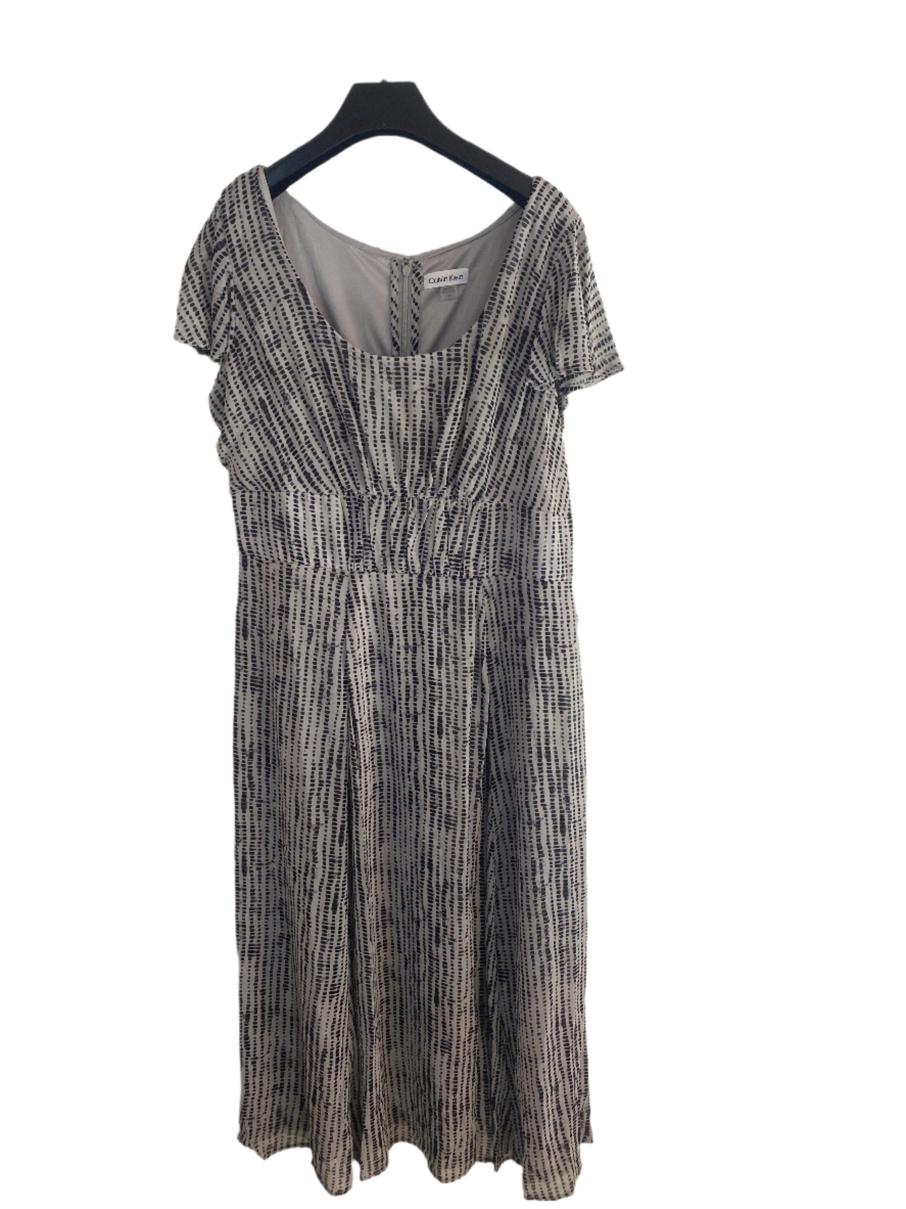 Calvin Klein Women's Gray/Black Flutter-Sleeve Dress | Calvin Klein in Lebanon