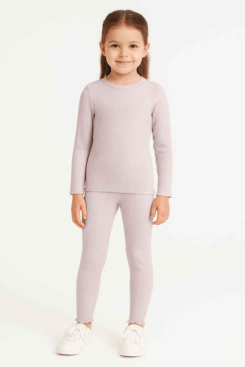POMPdeLUX Girl's Light Purple Striped Leggings | POMPdeLUX in Lebanon