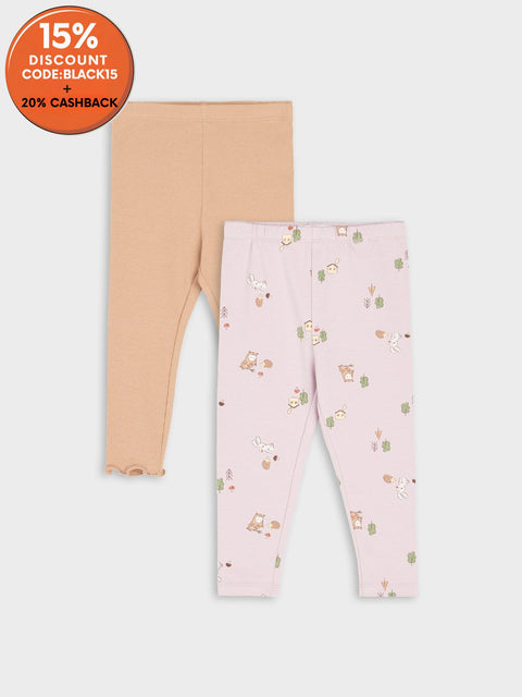 Sinsay Fox & Bunny Baby Girl's Multicolor Pack Of 2 Cotton Legging | Sinsay In Lebanon