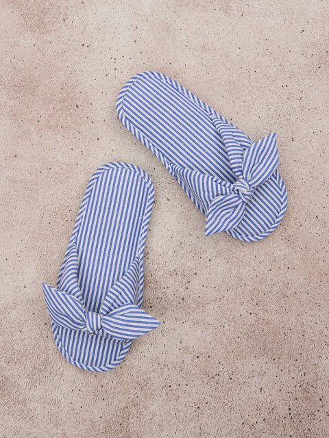 Sinsay Women's Blue & White Bow Detailed Slippers | Sinsay In Lebanon