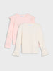 Sinsay Girls cream/light pink ribbed blouse 2-pack AYA