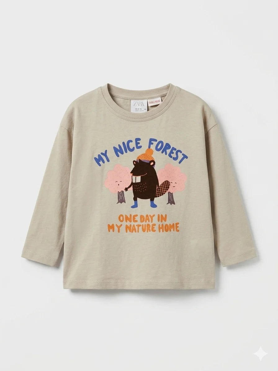 Zara Baby Boy's Beige Printed Blouse | Zara In Lebanon