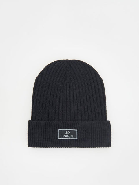 Reserved Boy's Black Patch Beanie |Reserved In Lebanon