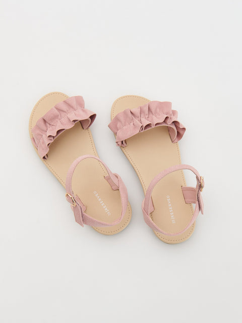Reserved Girl's Dusty Rose Imitation Suede Sandals | Reserved In Lebanon