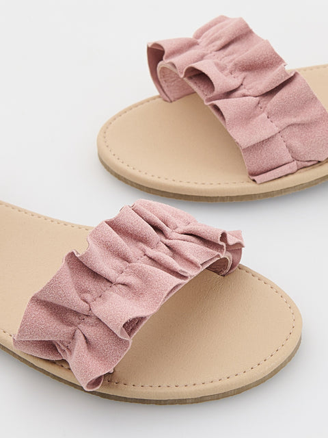 Reserved Girl's Dusty Rose Imitation Suede Sandals | Reserved In Lebanon