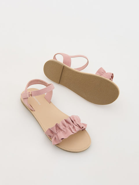 Reserved Girl's Dusty Rose Imitation Suede Sandals | Reserved In Lebanon