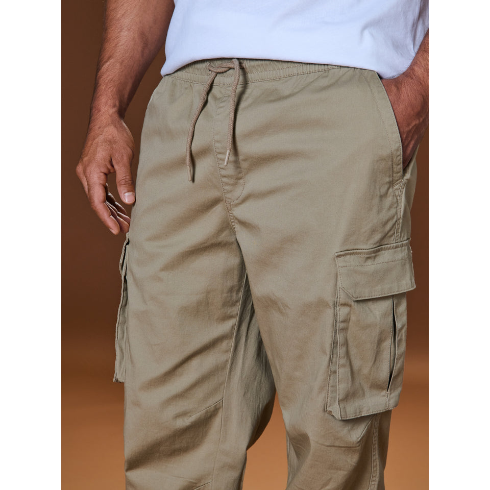 Sinsay Men's Khaki Drawstring Cargo Jogger