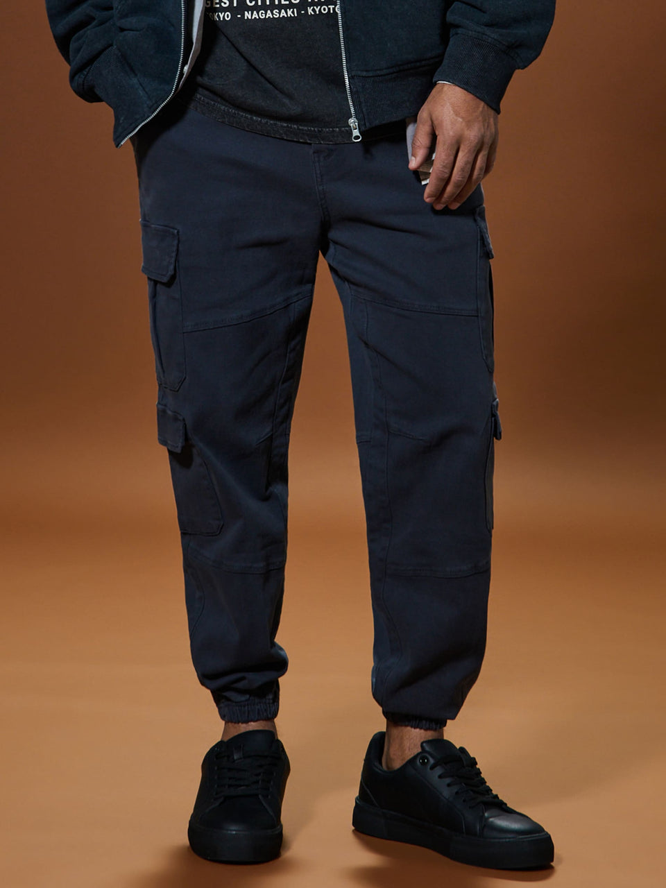 Sinsay Men's Navy Slim Fit Cargo Regular Jogger