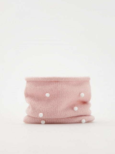 Reserved Girl's Light Pink Pompom Details Turtle Neck Scarf |Reserved In Lebanon