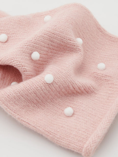 Reserved Girl's Light Pink Pompom Details Turtle Neck Scarf |Reserved In Lebanon
