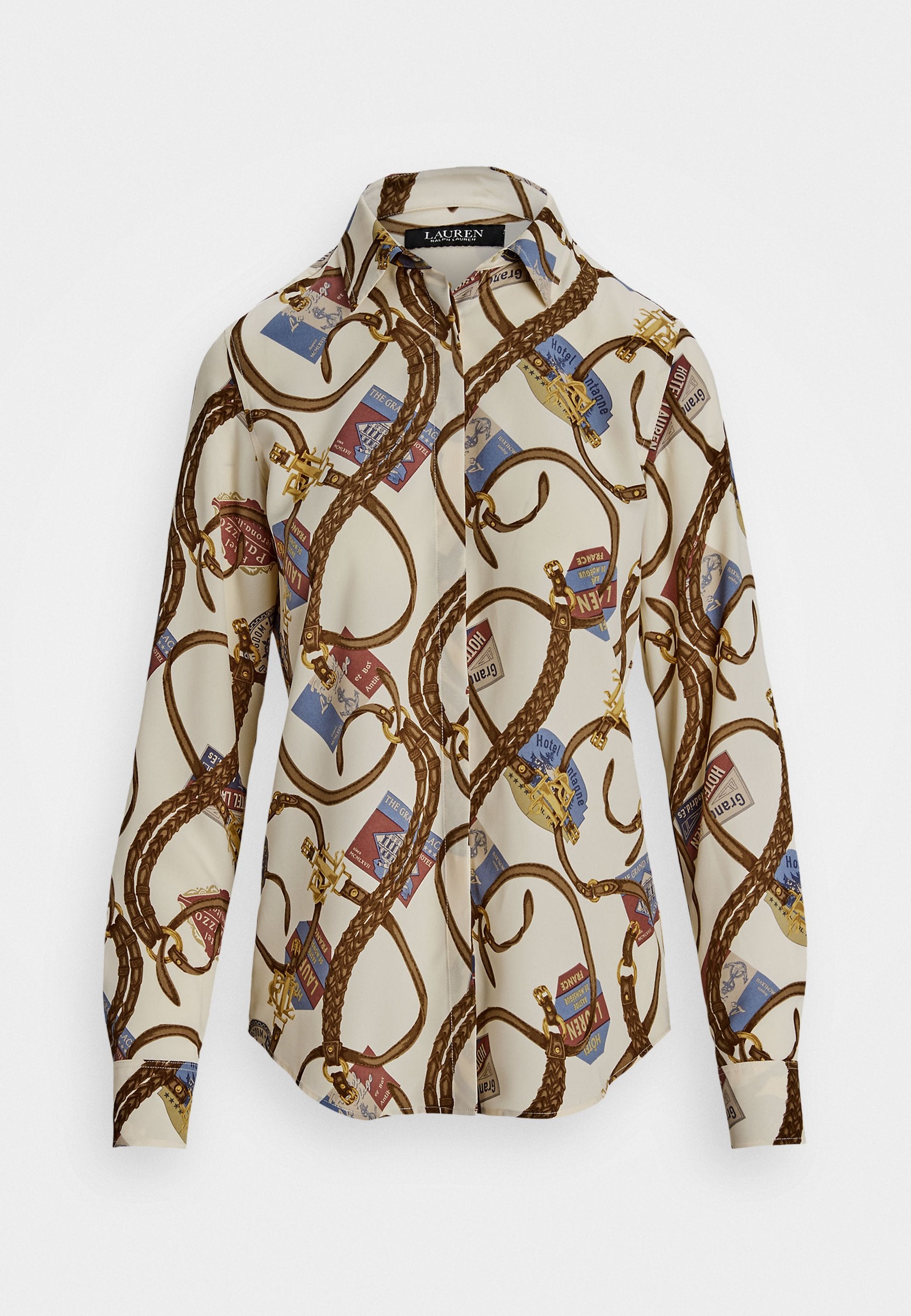Lauren Ralph Lauren Women's Beige Classic Fit Belting Print Button Down Crepe Shirt | Lauren Ralph Lauren In Lebanon