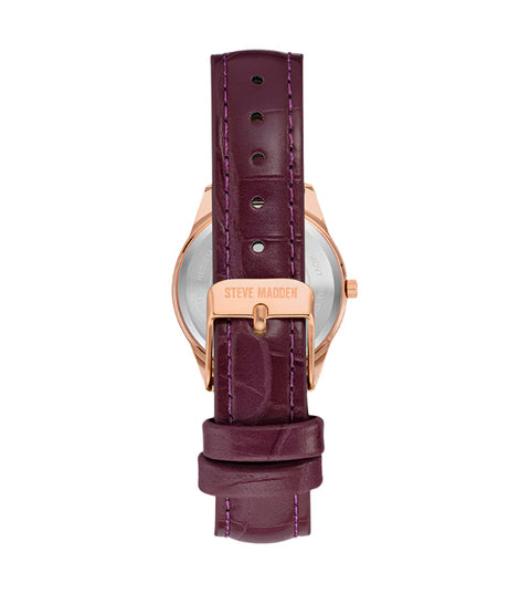 Steve Madden Women's Mauve Grain Pattern Leather Strap Watch, 36mm | Steve Madden In Lebanon