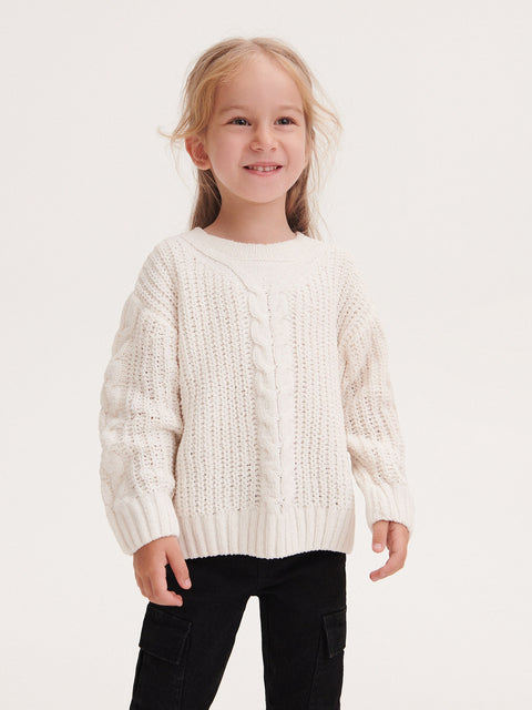 Reserved Baby Girl's Off White Chunky Knit Sweater | Reserved In Lebanon