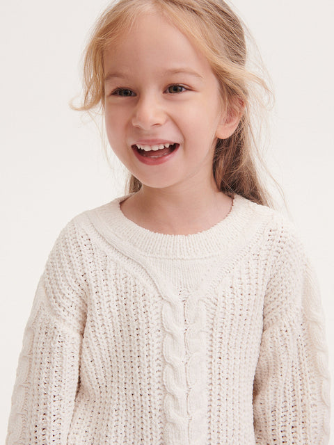 Reserved Baby Girl's Off White Chunky Knit Sweater | Reserved In Lebanon