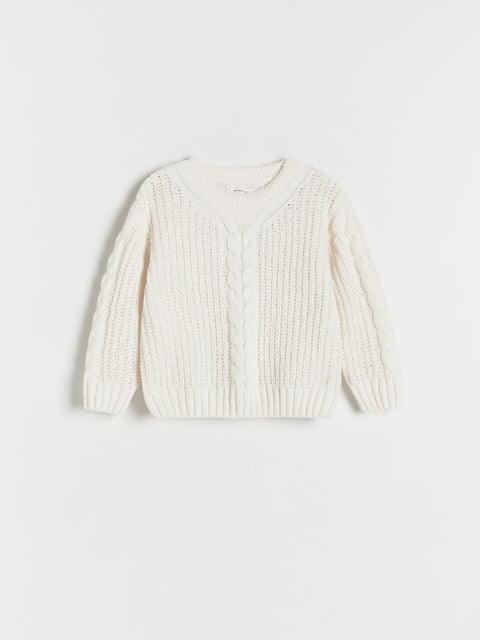 Reserved Baby Girl's Off White Chunky Knit Sweater | Reserved In Lebanon