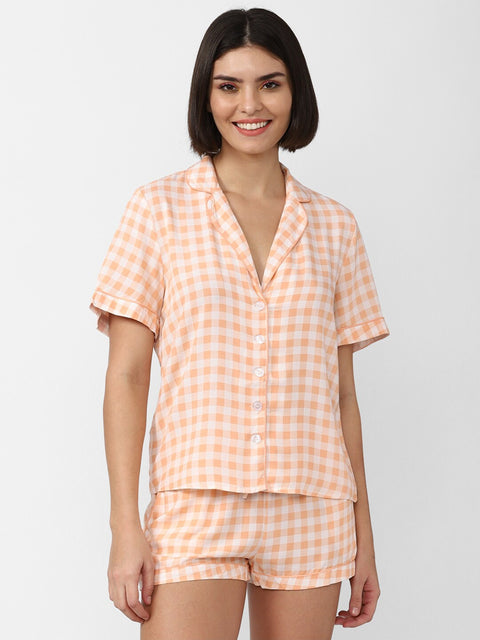 Forever 21 Women's Orange Checkered Pajama Set |Forever 21 In Lebanon