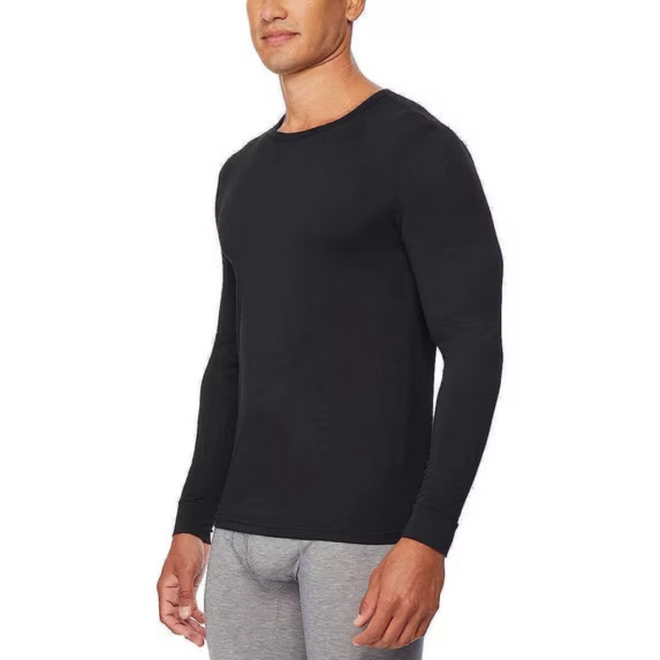 32 Degrees Men's Black 2-Pack Performance Lightweight Thermal Baselayer Crewneck Blouse