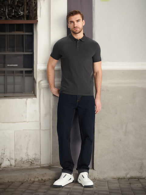 Sinsay Men's Dark Gray Regular Polo Neck T-Shirt|Sinsay In Lebanon