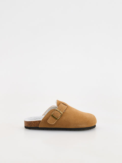 Reserved Girl's Brown Leather Slippers | Reserved In Lebanon