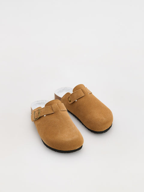 Reserved Girl's Brown Leather Slippers | Reserved In Lebanon