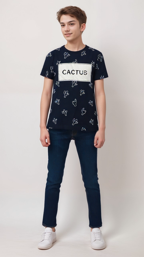 POMPdeLUX Boy's Navy Pierre Short-Sleeve T-Shirt |POMPdeLUX in Lebanon