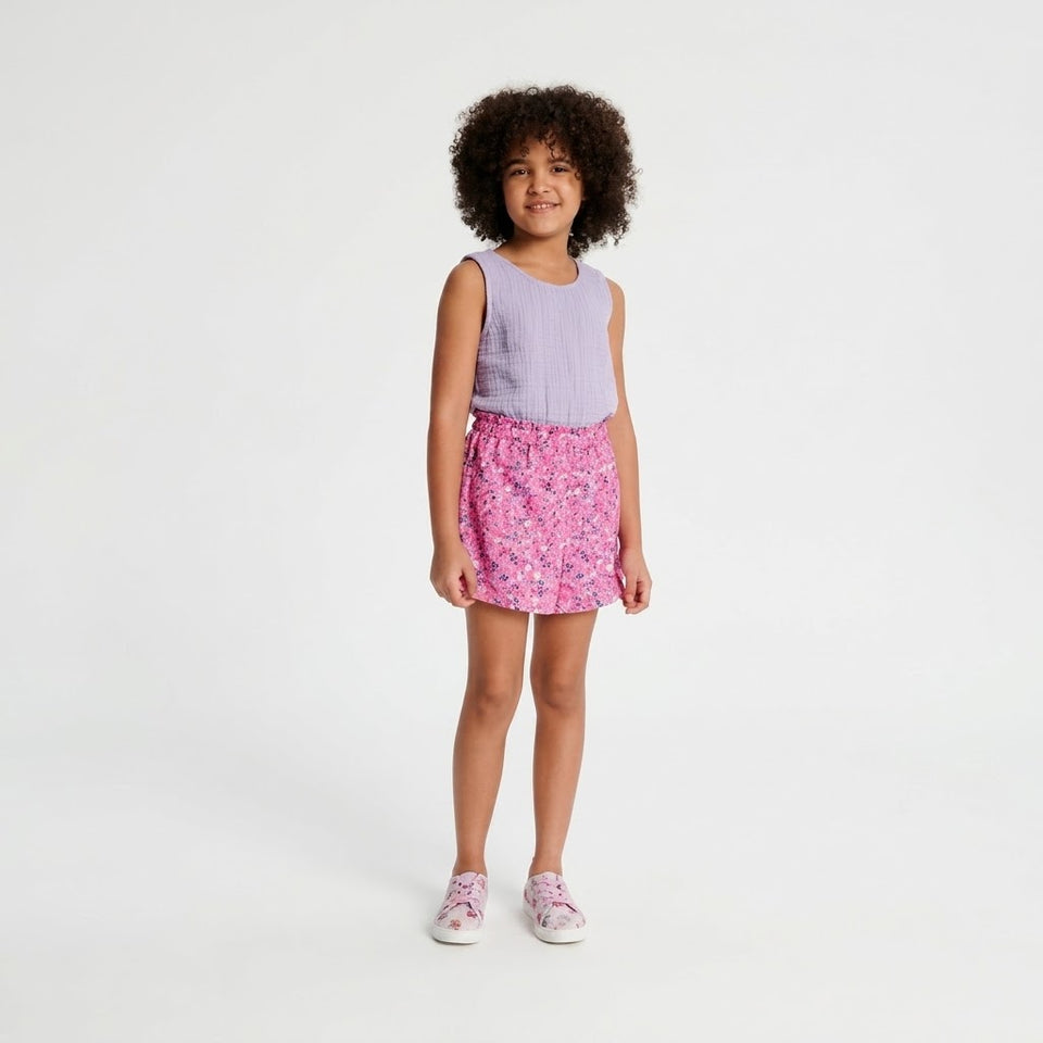 Sinsay Girl's Pink & Navy Floral Printed Short