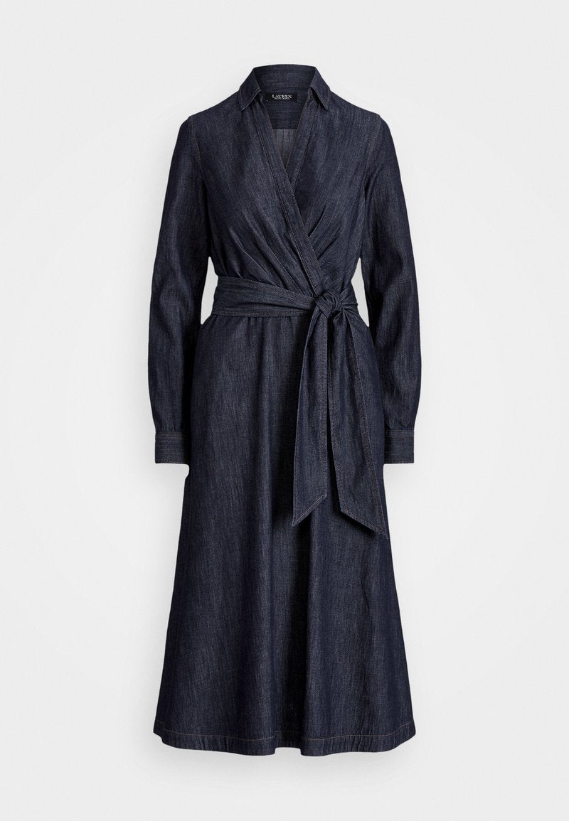 Lauren Ralph Lauren Women's Navy Denim Long Sleeve Midi Dress  |Lauren Ralph Lauren in Lebanon