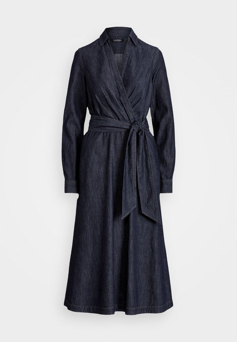 Lauren Ralph Lauren Women's Navy Denim Long Sleeve Midi Dress  |Lauren Ralph Lauren in Lebanon