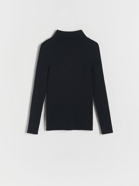 Sinsay Girl's Black Ribbed Long Sleeve Round Neck Blouse | Sinsay In Lebanon