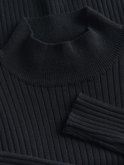 Sinsay Girl's Black Ribbed Long Sleeve Round Neck Blouse | Sinsay In Lebanon