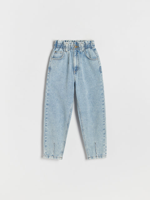 Light blue jeans on a white background