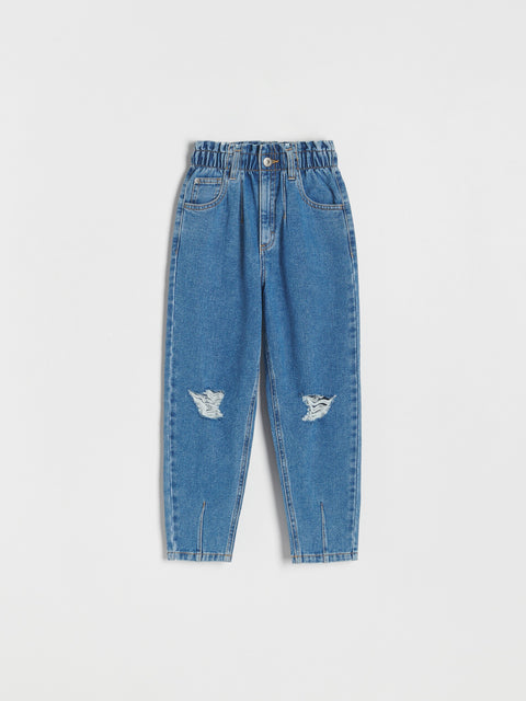 Reserved Girl's Blue Ripped Knees Baggy Jeans | Reserved In Lebanon