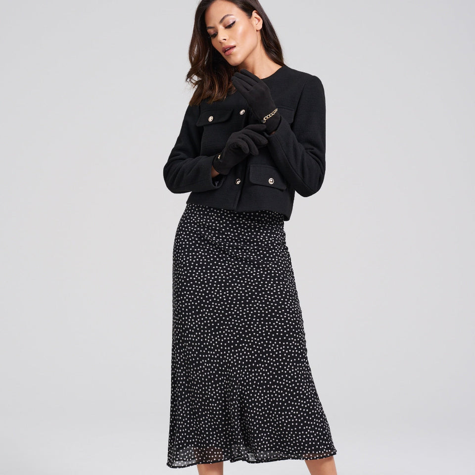 Sinsay Women's Black Dotted Flared Midi Skirt