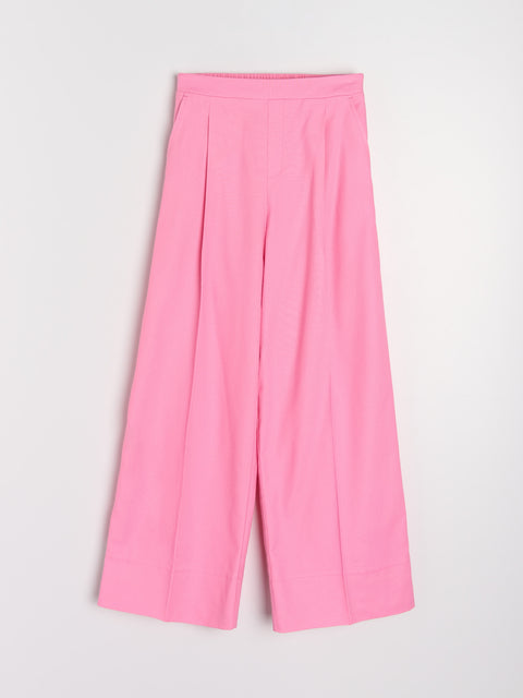 Sinsay Women's Pink Wide leg with a crease and a linen blend Pants  | Sinsay in Lebanon