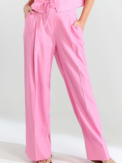 Sinsay Women's Pink Wide leg with a crease and a linen blend Pants  | Sinsay in Lebanon