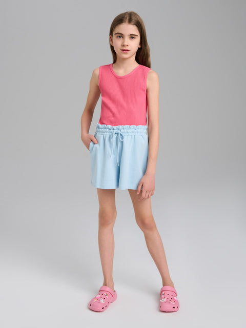 Sinsay Girl's Light Blue Elastic Waist Short|Sinsay In Lebanon