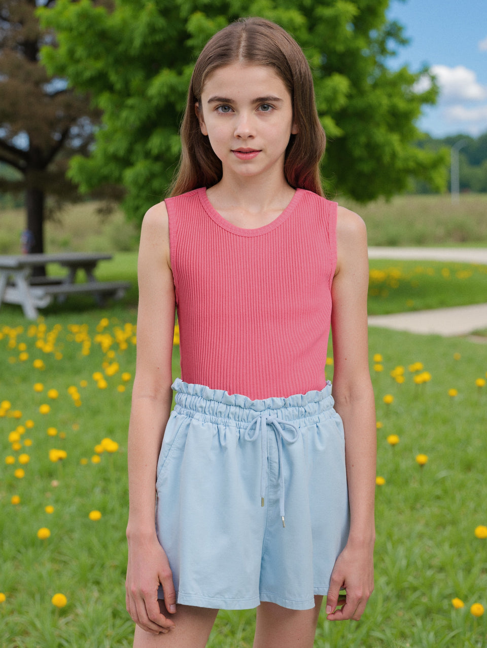 Sinsay Girl's Light Blue Elastic Waist Short|Sinsay In Lebanon